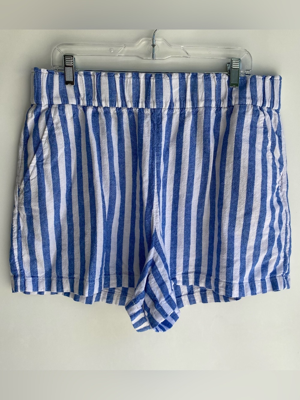 Sonoma blue white striped loose linen pull on shorts coastal beach summer 0X